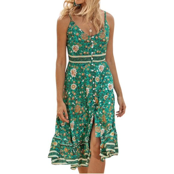 Boho Buys Dresses & Skirts - SOLD 🔴 Boho Buys long dress Printed floral fits XS, S green yellow blue